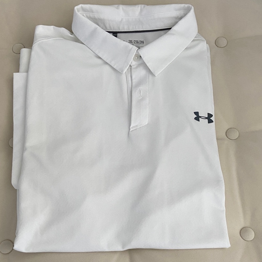 Under Armour Men’s White Polo with Black Logo